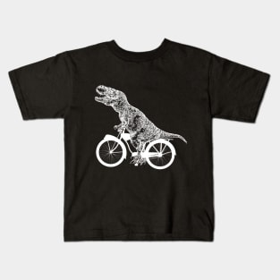 Funny Dinosaurs Ride Bicycles Kids T-Shirt